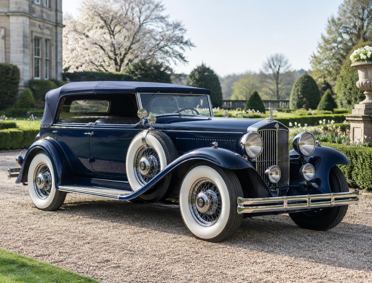 Antique and classic automobiles displayed on the grounds of Old Westbury Gardens at the GNYR Spring Meet
